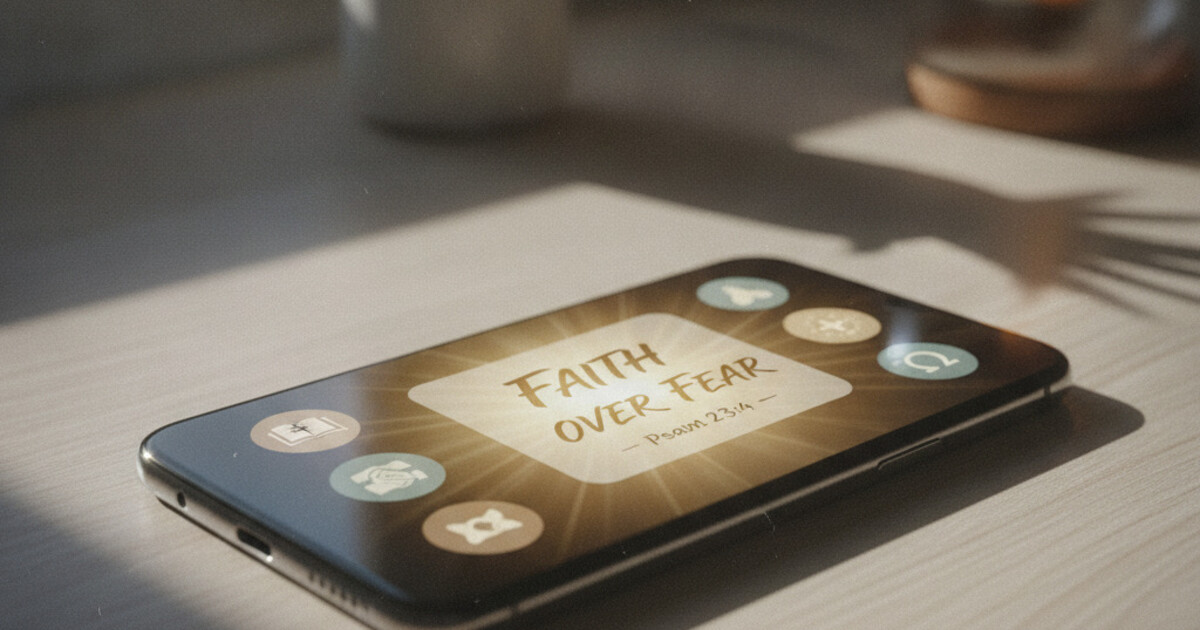 Smartphone home screen showing a scripture verse widget alongside Bible app icons representing alternatives to YouVersion